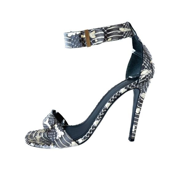 Celine Grey Python Snakeskin Ankle Strap Heel Sandal Size IT 39 - Picture 1 of 14